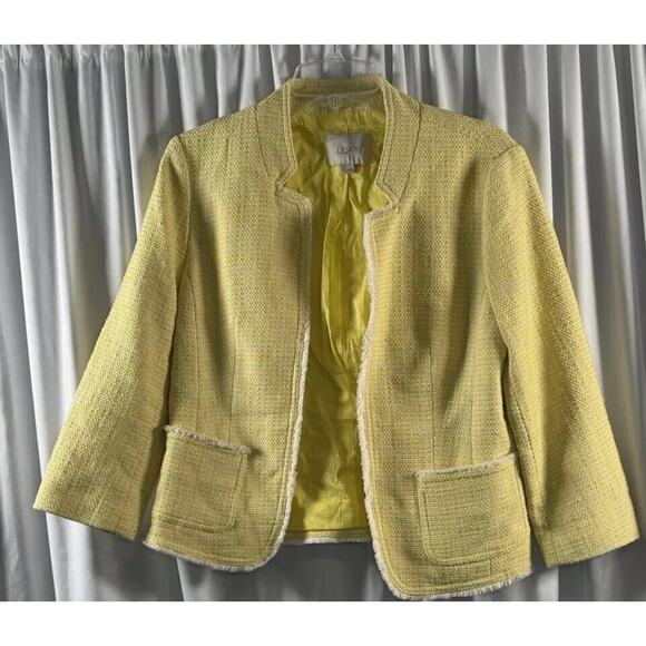 Ann Taylor Loft Tweed 3/4 Sleeves Blazer, Yellow, Sz: M, 78-35 - Picture 16 of 16